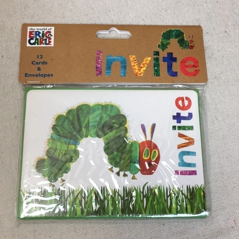 Eric Carle caterpillar invitations/envelopes NEW